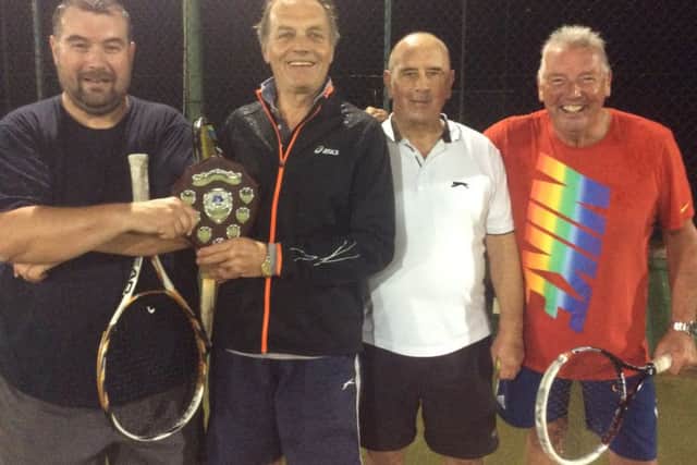 Veterans double winners Nigel Howitt and Doug Hacking with finalists Barrie Farnsworth and Carl Westerman EMN-170926-114309002