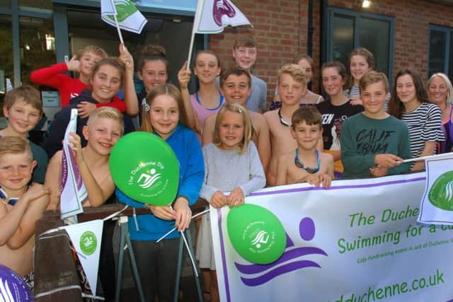 Some of the young swimmers who took part in the Duchenne Dip at Waterfield Leisure Pool in Melton EMN-170926-121016001