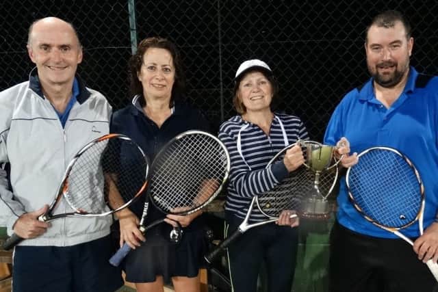 Mixed veterans winners Nigel Crymble and Margaret Heggs (right) with finalists Edwin and Margaret Shufflebotham EMN-170310-125339002