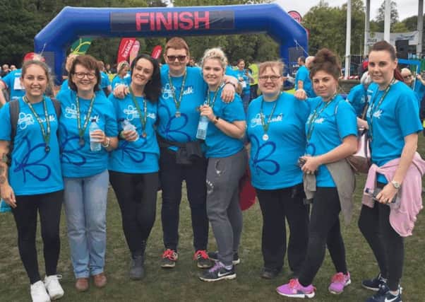 (Left to right): Leah Macleod, Tracy Heyes, Emily Bates, Alison Bubb, Jay Horton, Vickie Bailey and sisters Laura Mellors and Stacey Kelly PHOTO: Supplied