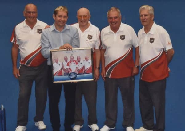Melton finalists, from left, Fred Thorpe, Walter Reid, Malcolm Williams, Gerry Sandford with Greg Harlow. EMN-171210-130432002
