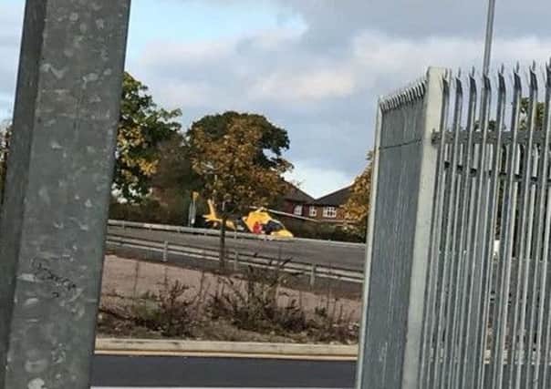 The air ambulance in a car park off Scalford Road, on am emergency call-out to a patient with a medical condition on Saturday afternoon EMN-171016-112743001