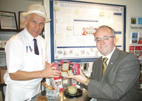 Rupert Matthews MEP visits the Dickinson and Morris Ye Olde Pork Pie Shoppe during his trip to meet Melton food producers EMN-170611-095646001