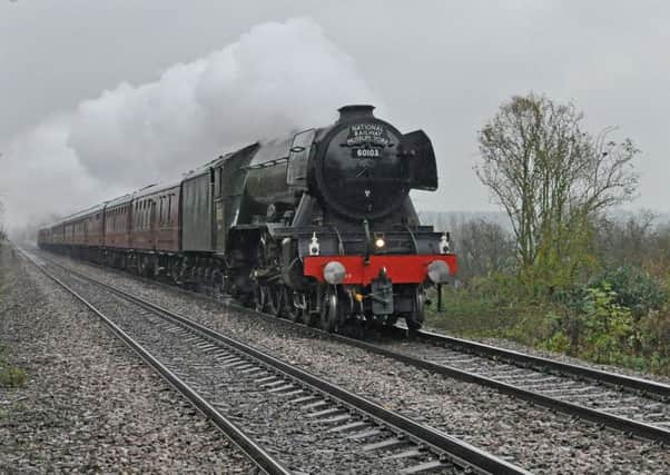 The Flying Scotsman stopped at Melton Railway Station to pick up passengers on its third visit to the town this year. The restored historic steam train is shown travelling between Whissendine and Wyfordby.
PHOTO PAUL DAVIES EMN-170611-144732001