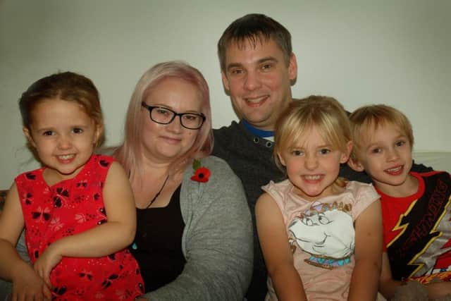 Chris and Caroline Platts with their children Ruby, Harry and Phoebe. The family are benefiting from the Poppy Appeal fund following Caroline's illness. EMN-171113-102311001